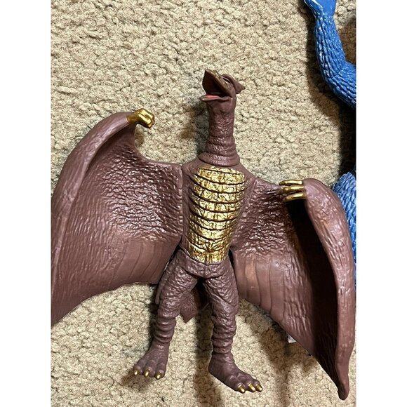 2 Vintage Imperial Godzilla 9” Blue Hard Rubber Action Figure & 2020 Rodan Lot - Picture 6 of 7